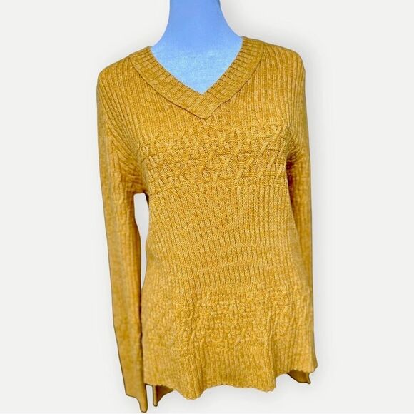 Universal Thread Long Sleeve Mustard Yellow V-Neck Knit Pullover Sweater. XS. - Picture 1 of 6